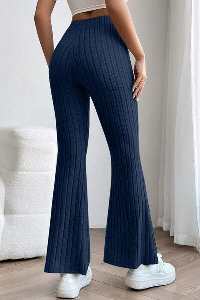 Timone Basic Bae Full Size Ribbed High Waist Flare Pants