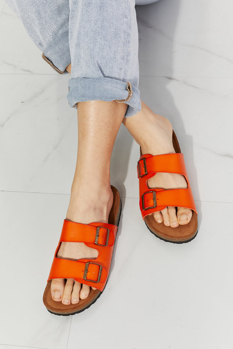Deal of the Day Darcy Feeling Alive Double Banded Slide Sandals in Orange