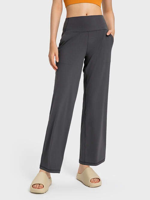 Etsie Wide Waistband Active Pants with Pockets