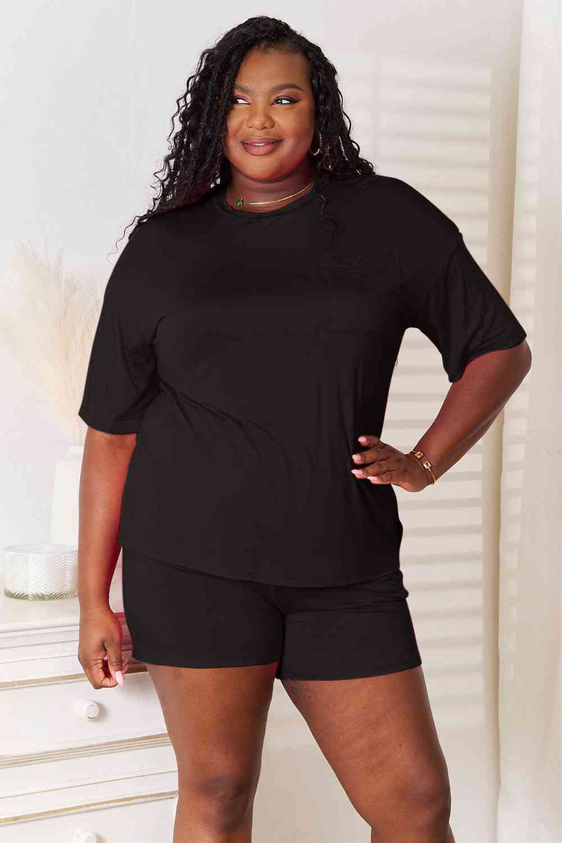 Felicia Basic Bae Full Size Soft Rayon Half Sleeve Top and Shorts Set