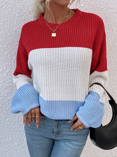 Kaden Color Block Round Neck Sweater
