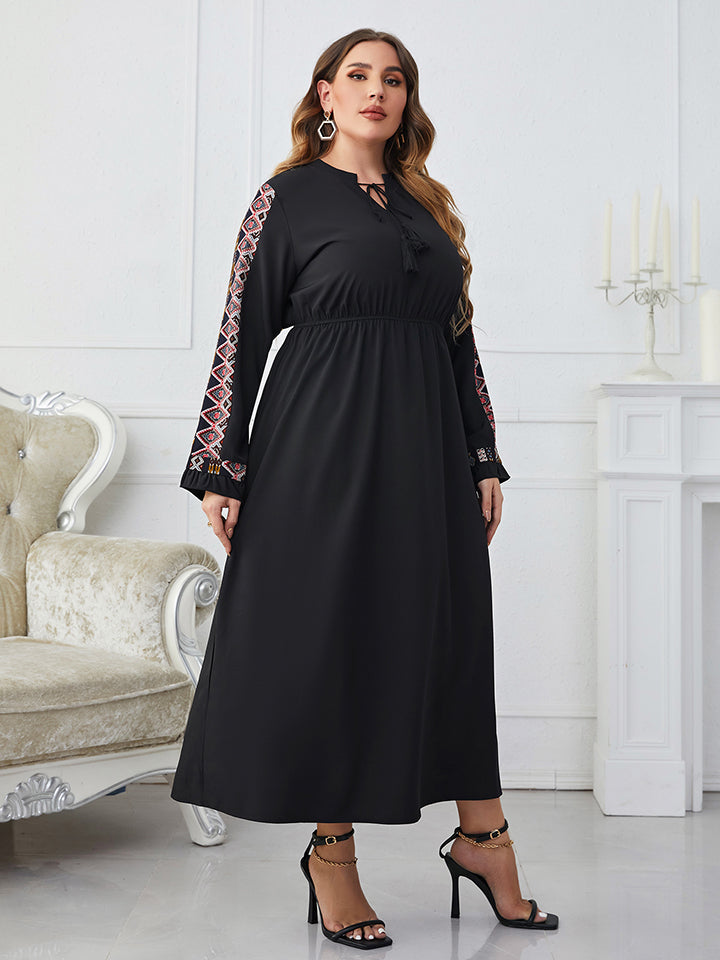 Anita Plus Size Printed Long Sleeve Dress