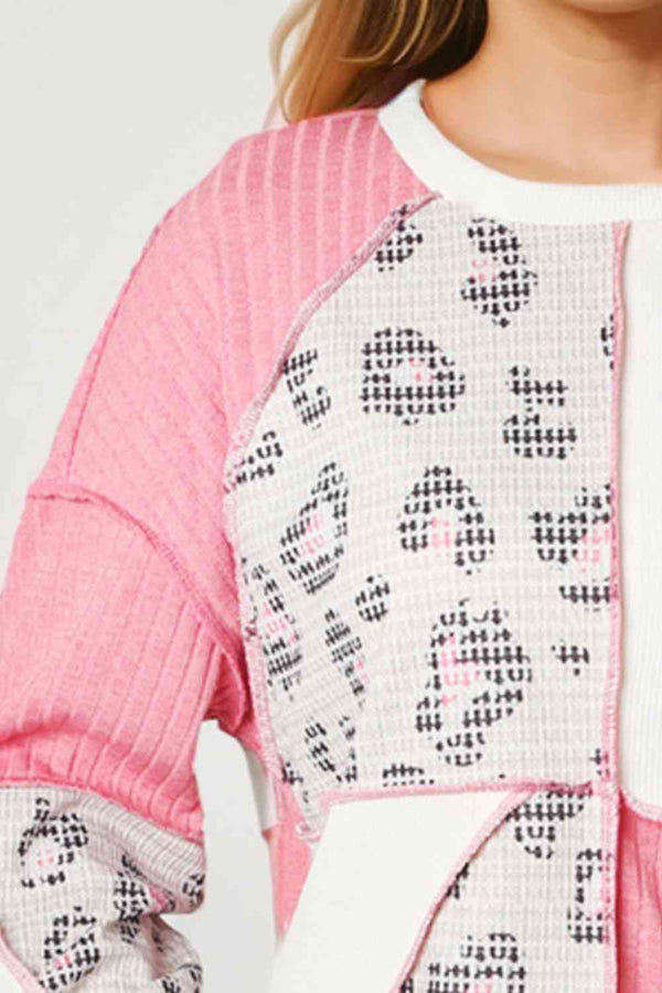 Corin Leopard Color Block Exposed Seam Sweatshirt
