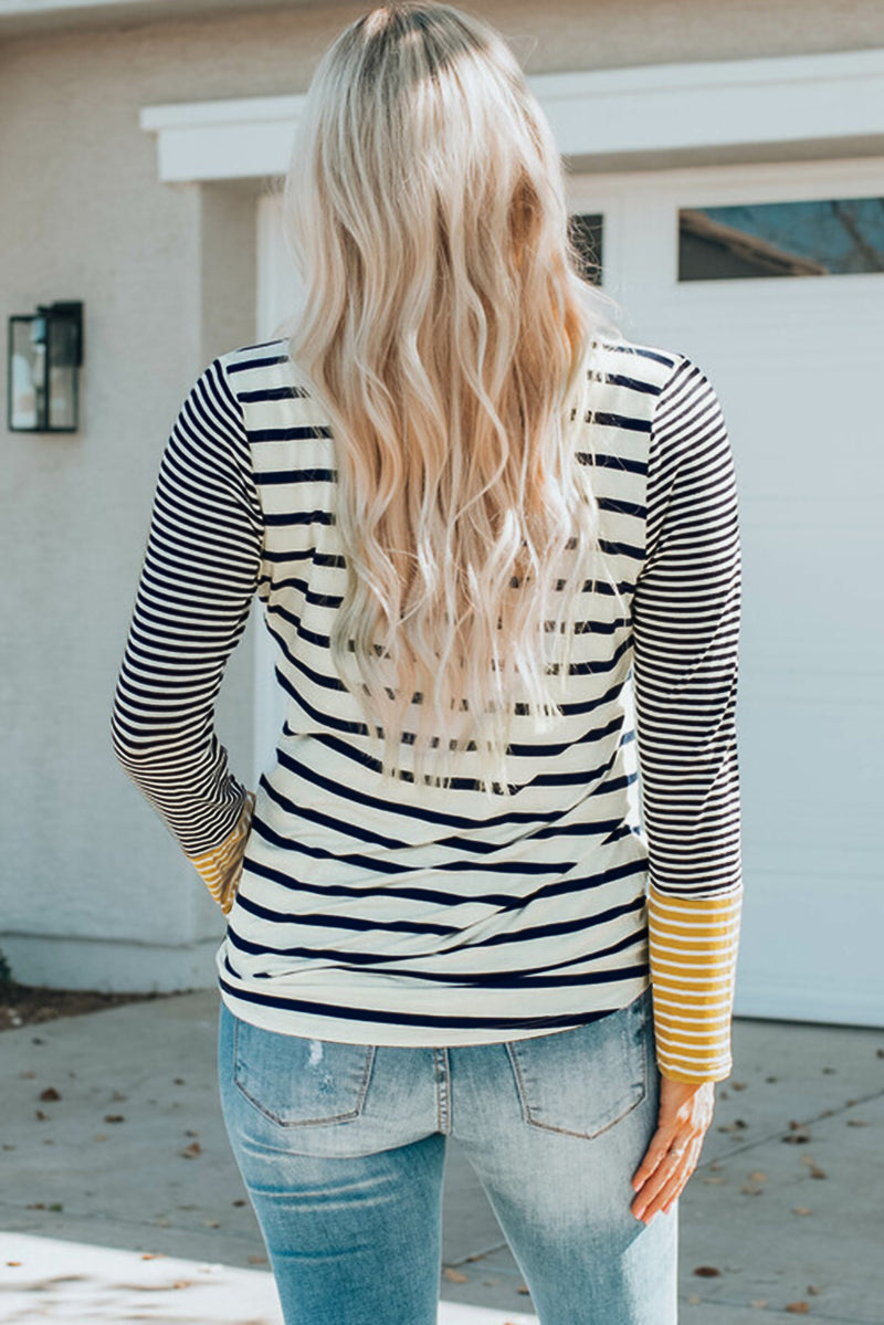 Sienna Striped Buttoned Long Sleeve Top
