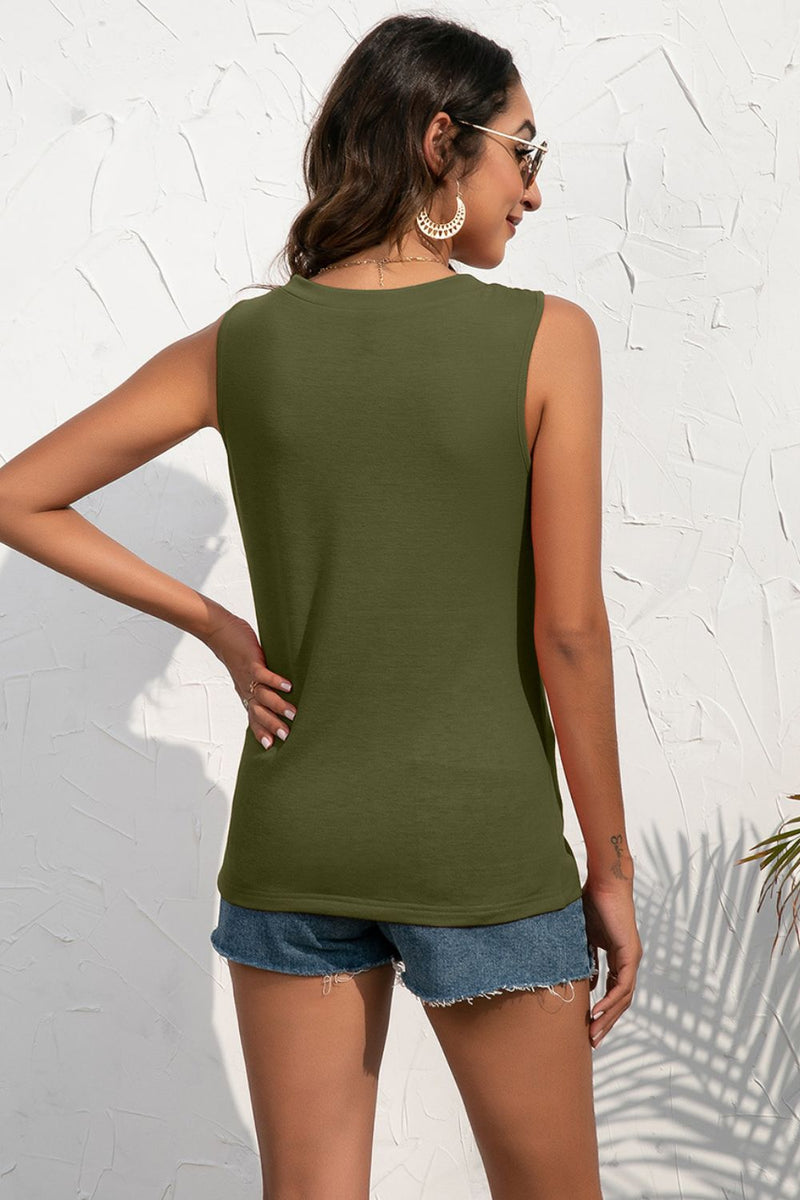 Deal of the Day Mariah Buttoned Deep V Tank