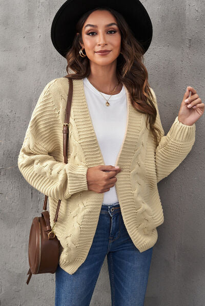 Gianna Waffle-Knit Open Front Dropped Shoulder Sweater