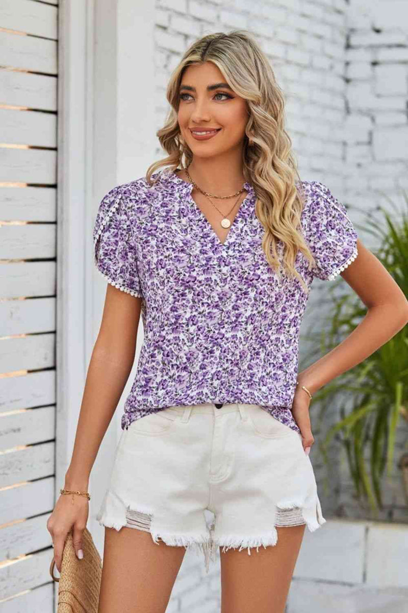 Fiona Floral Notched Neck Blouse