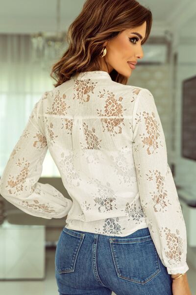 Sabella Lace Detail Button Up Long Sleeve Shirt