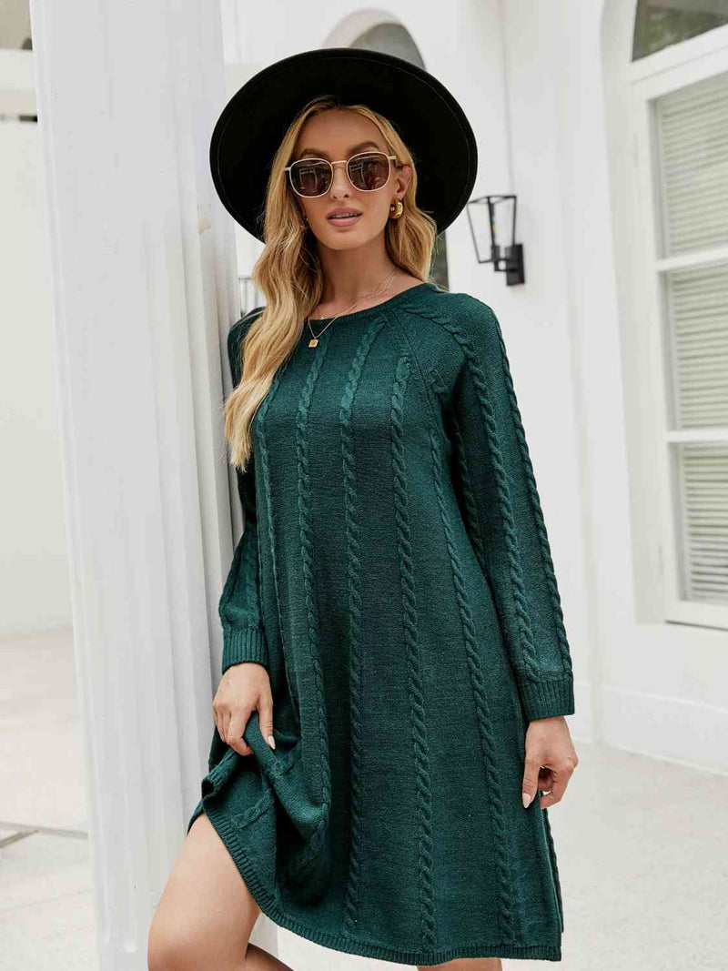 Theresa Cable-Knit Long Sleeve Sweater Dress