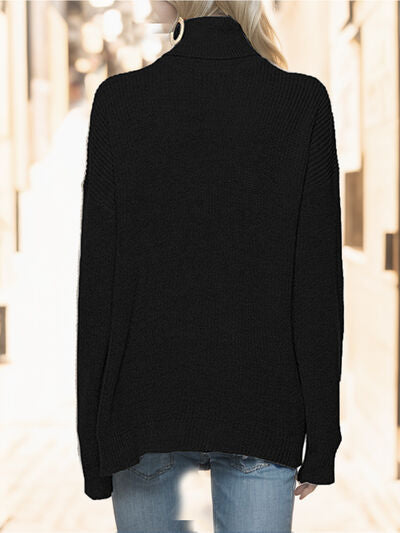 Sasha Turtleneck Drop Shoulder Long Sleeve Sweater