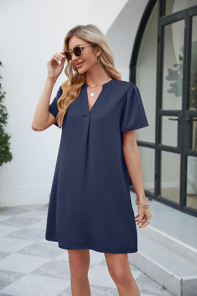 Kira Notched Puff Sleeve Shift Dress - Deal of the Day!