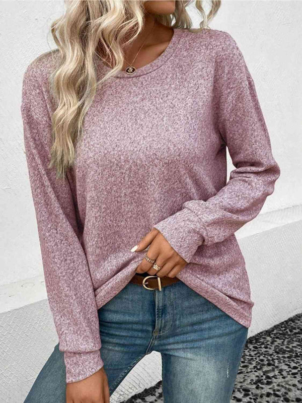 Heather Round Neck Long Sleeve T-Shirt -- Deal of the day!