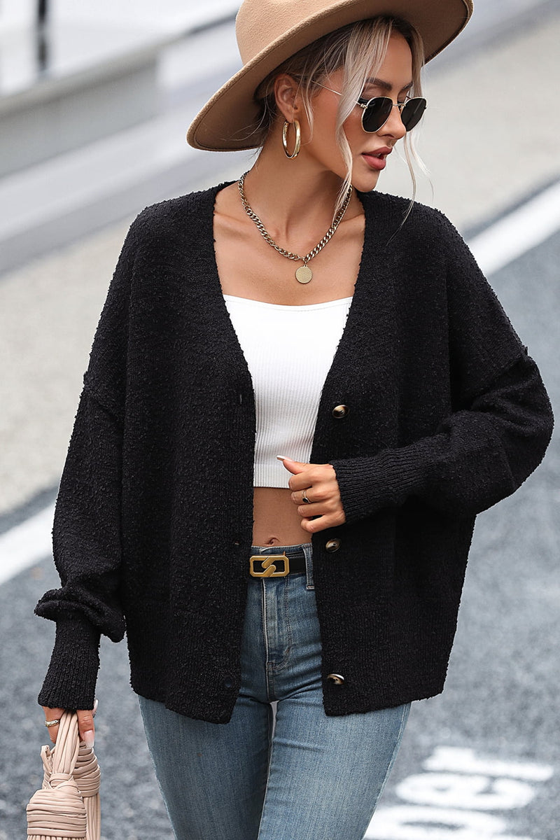 Ivy Button-Up Dropped Shoulder Cardigan