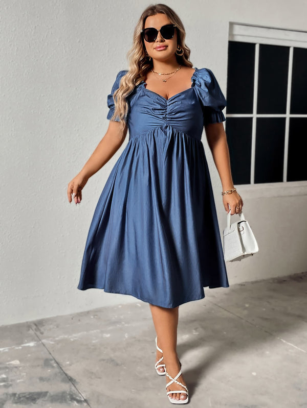 Raquel Plus Size Ruched Sweetheart Neck Dress