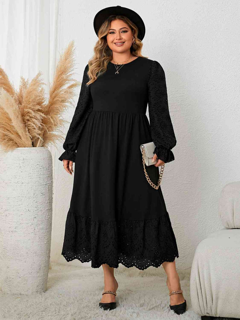 Wynter Plus Size Flounce Sleeve Lace Detail Dress