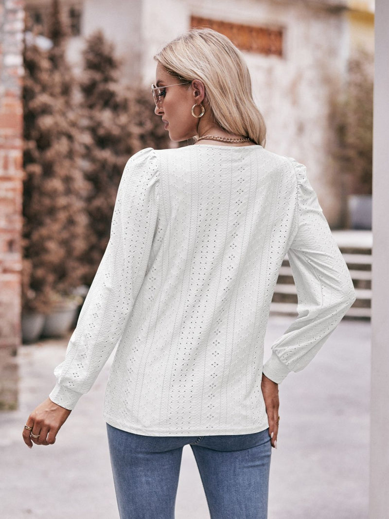 Reagan Eyelet Square Neck Puff Sleeve Blouse- Deal of the Day!