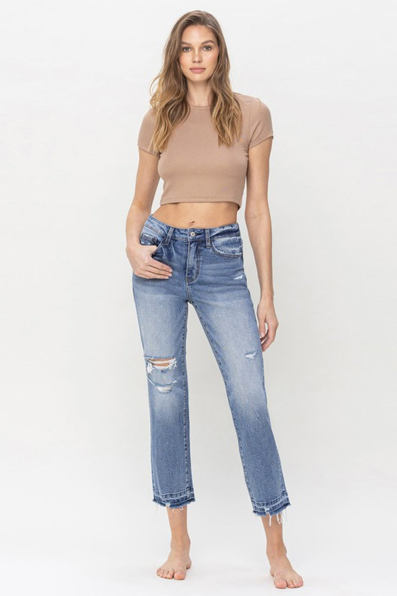 Lena Lovervet High Rise Crop Straight Jeans