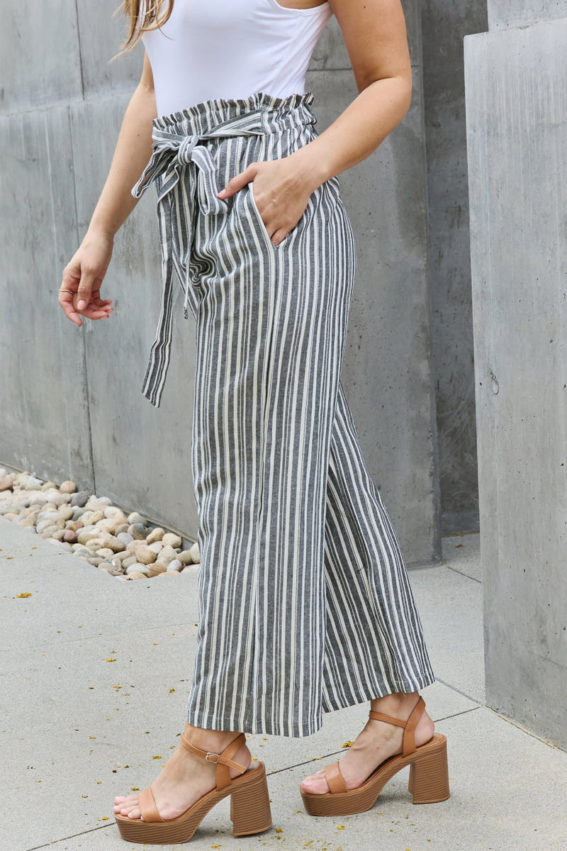 Mary Paperbag Waist Striped Culotte Pants