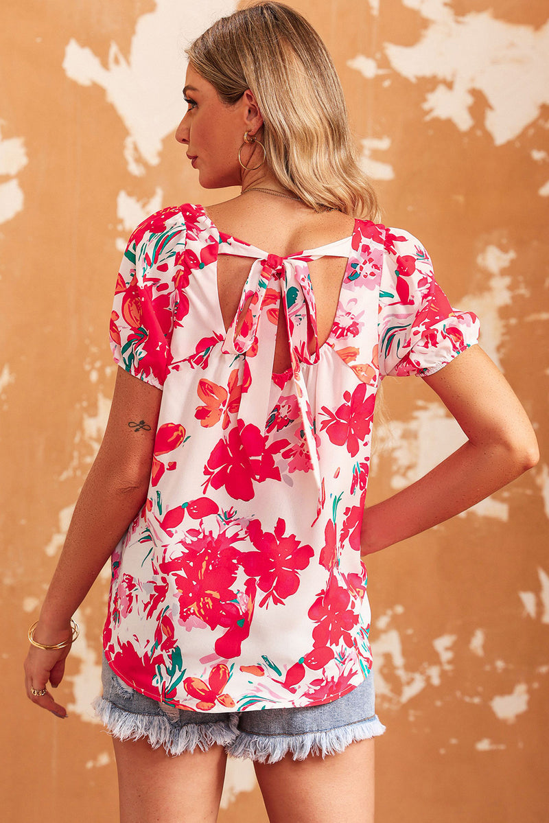 Jen Floral Tie Back Square Neck Blouse -- deal of the day!