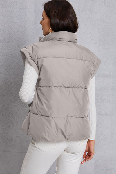 Sloane Zip Up Turtleneck Pocketed Vest Coat