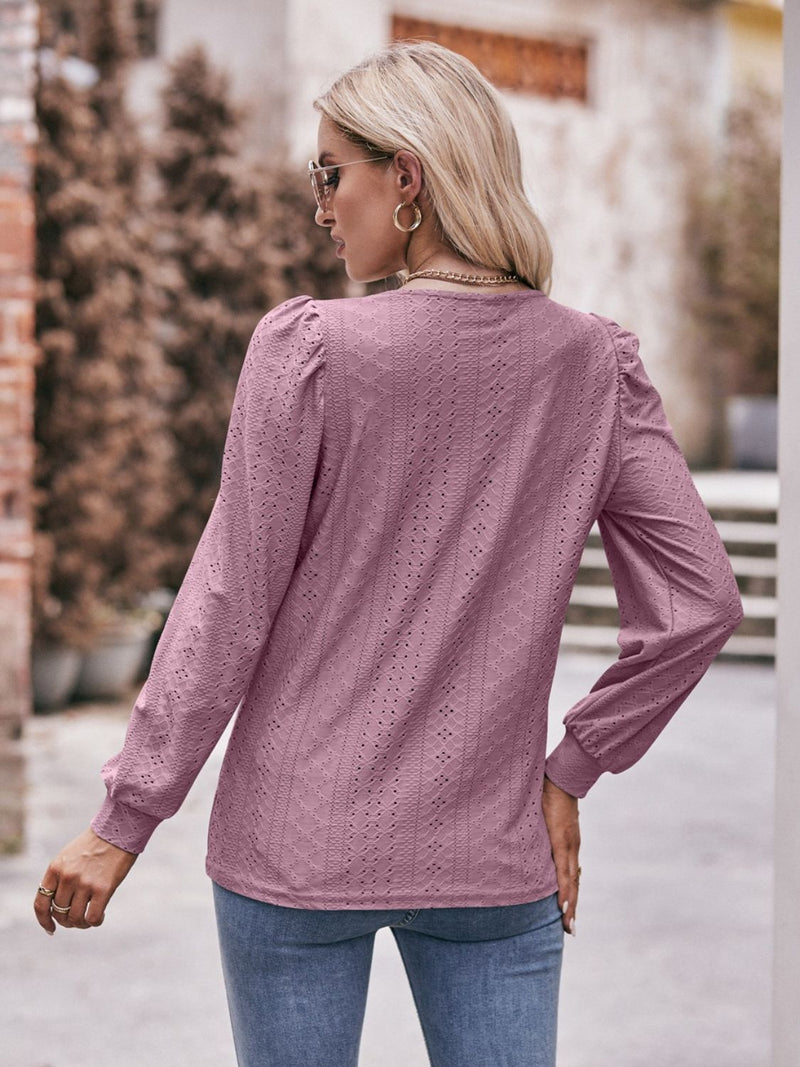 Reagan Eyelet Square Neck Puff Sleeve Blouse- Deal of the Day!