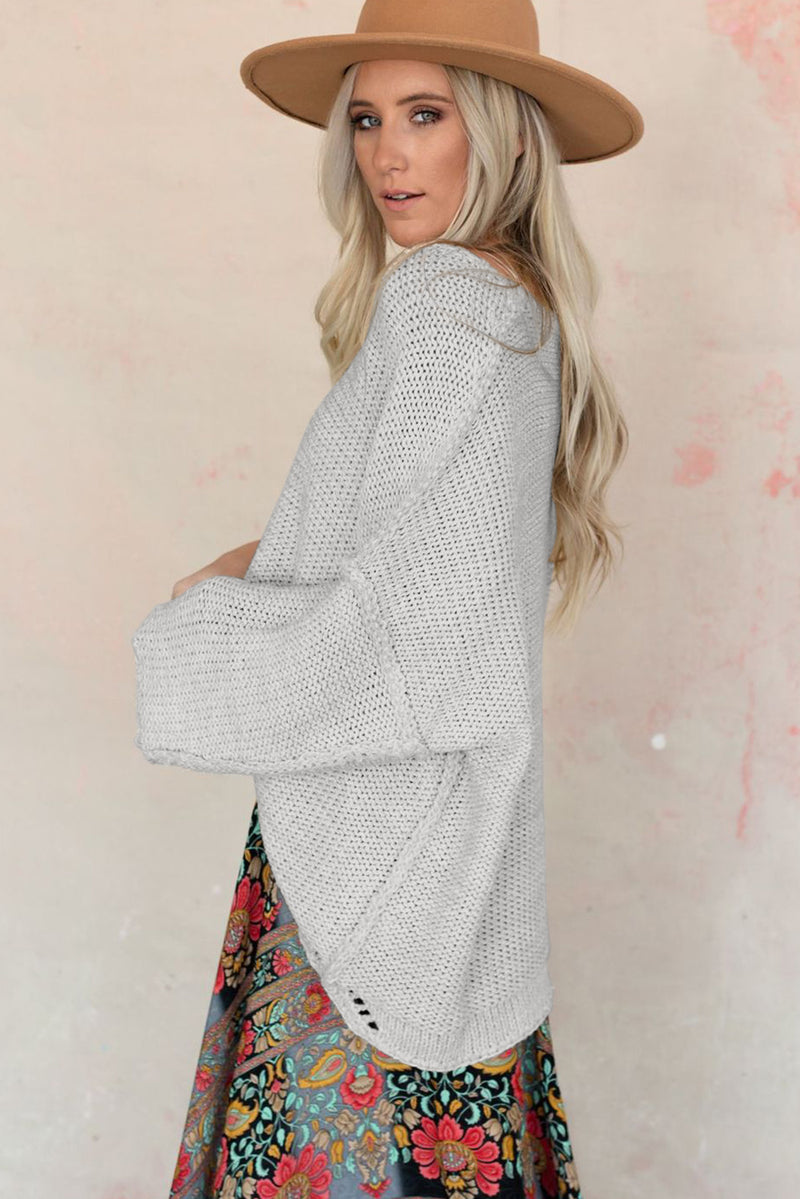 Antionette Round Neck Dropped Shoulder Sweater
