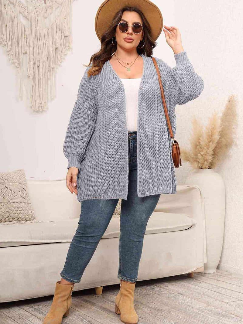 Ophelia Plus Size Open Front Dropped Shoulder Knit Cardigan -- Deal of the day!