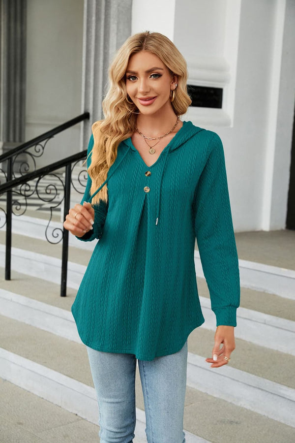 Amelia Long Sleeve Hooded Blouse- Deal of the Day!