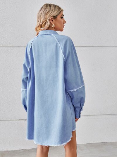 Ellie Raw Hem Button Up Denim Dress