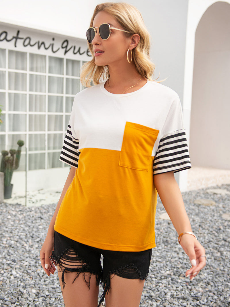 Eliza Striped Color Block Round Neck Tee -- deal of the day!