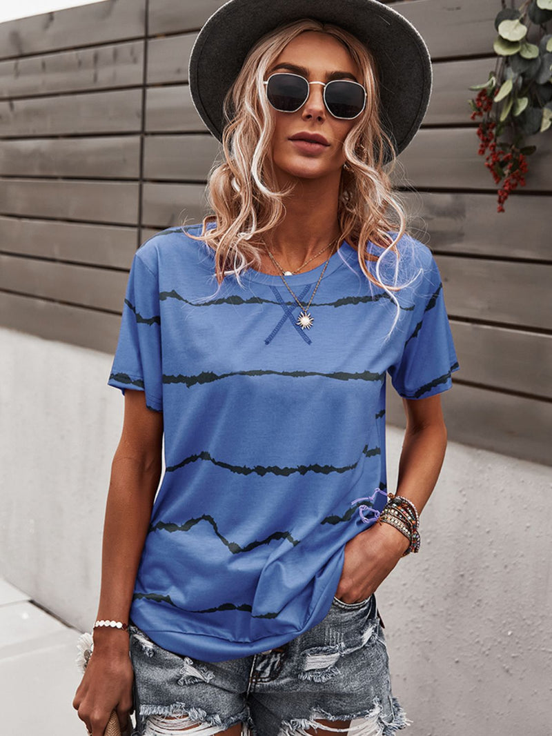 Waveform Print Round Neck Tee- Deal of the Day!