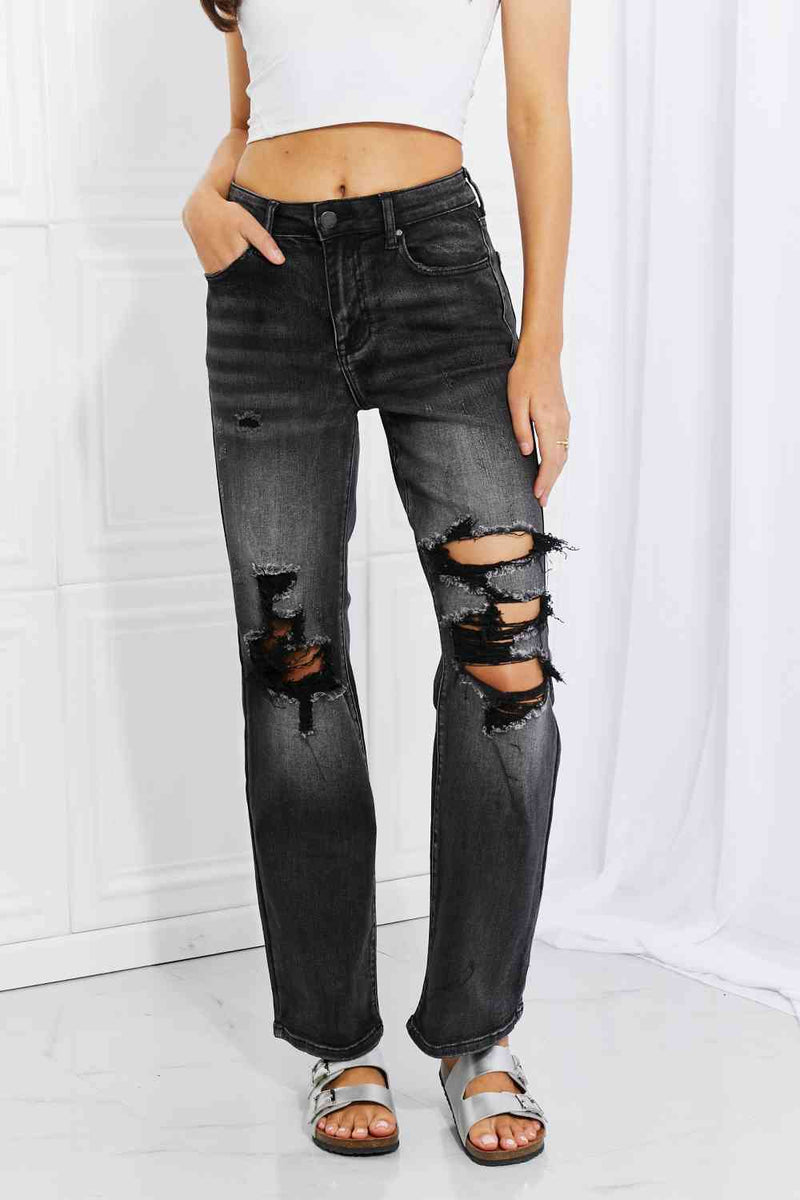 Qynn Full Size Lois Distressed Loose Fit Jeans