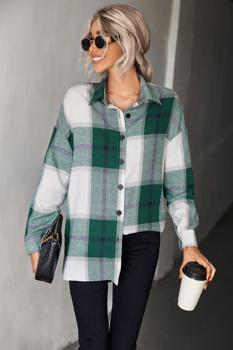 Diana Plaid Collared Neck Longline Shirt -- Deal of the day!