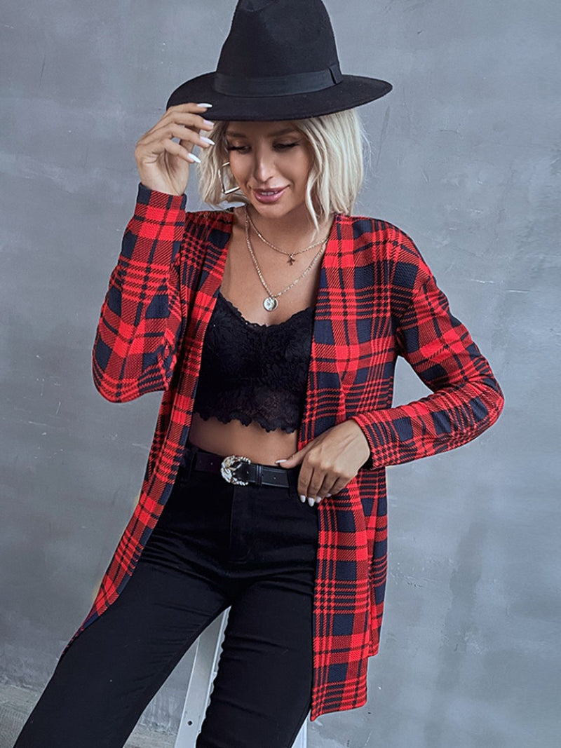 Chrissy Plaid Open Front Longline Jacket -- Deal of the day!
