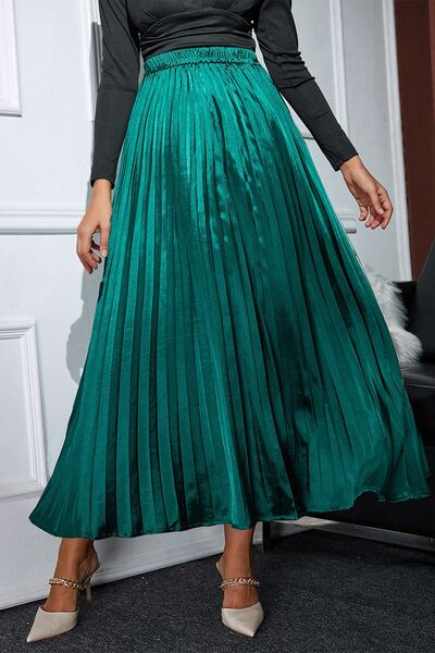 Rozlyn Pleated Elastic Waist Midi Skirt