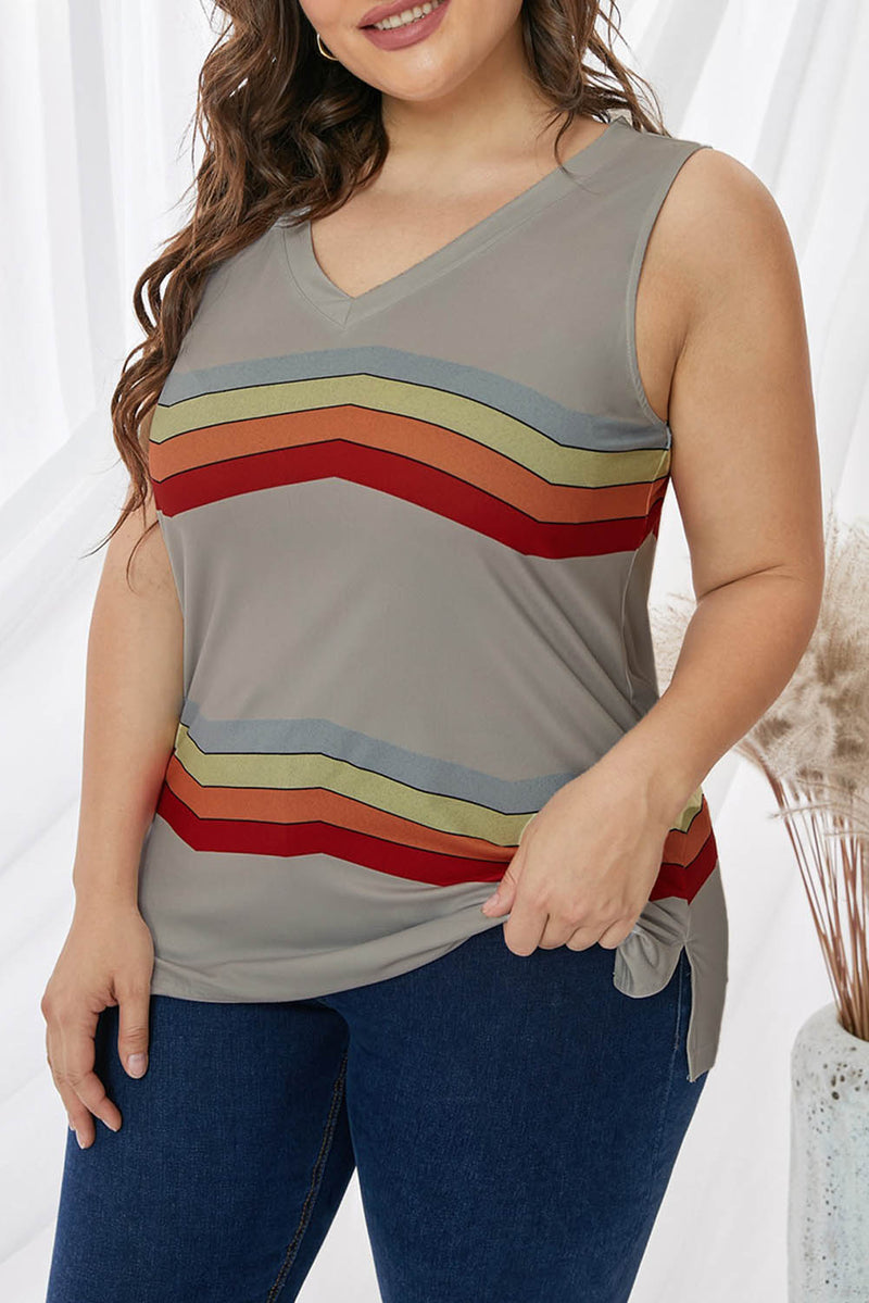 Keely Plus Size Printed V-Neck Tank