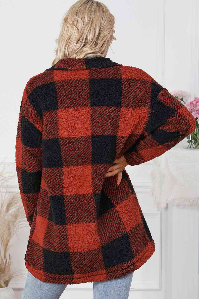 Edith Plaid Button Down Coat with Pockets