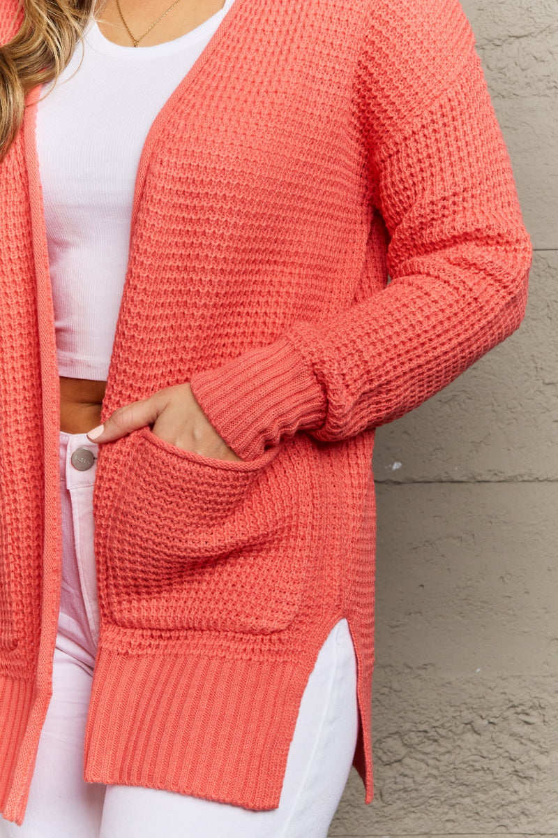 Annette Bright & Cozy Full Size Waffle Knit Cardigan