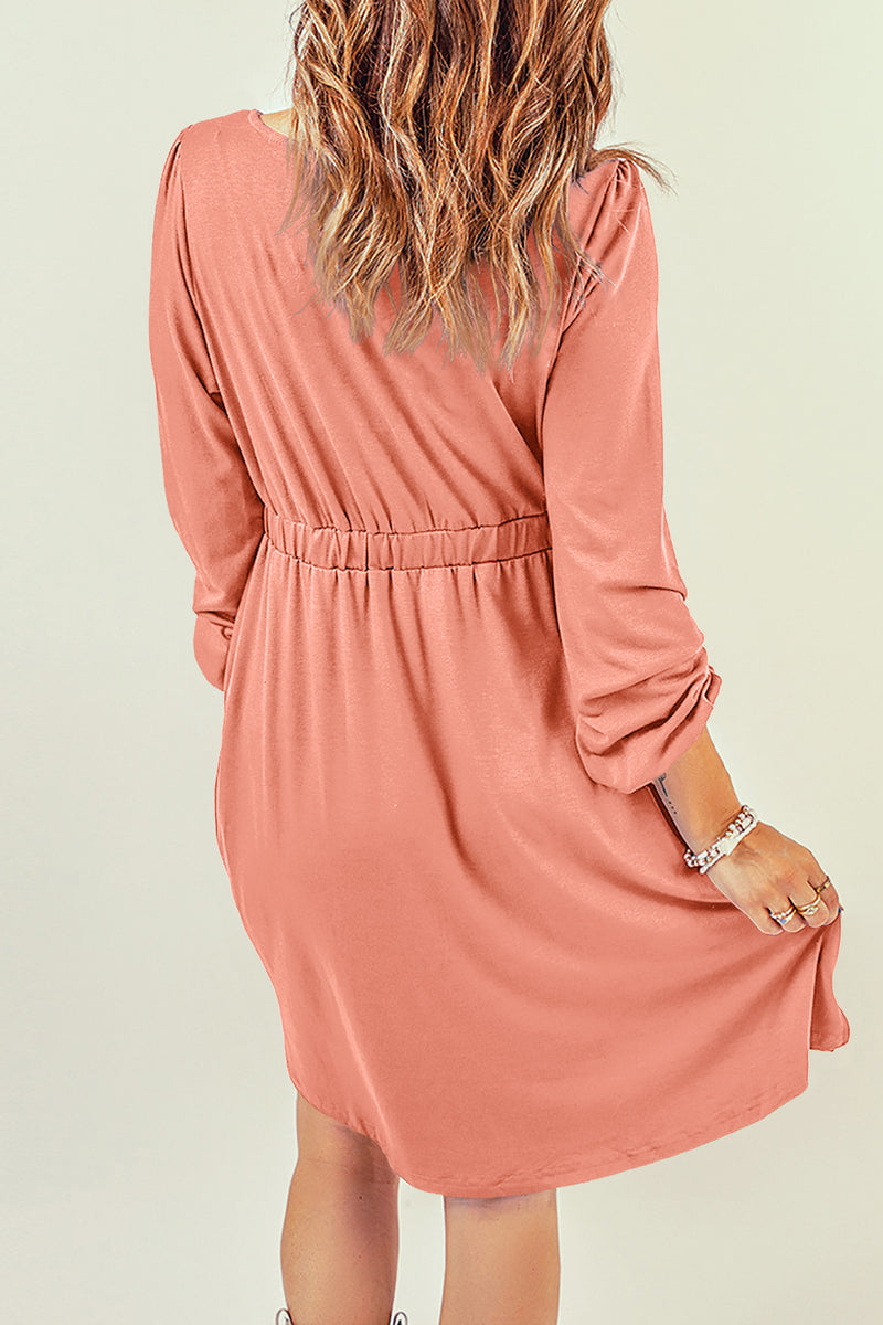 Sophia Button Down Long Sleeve Dress with Pockets
