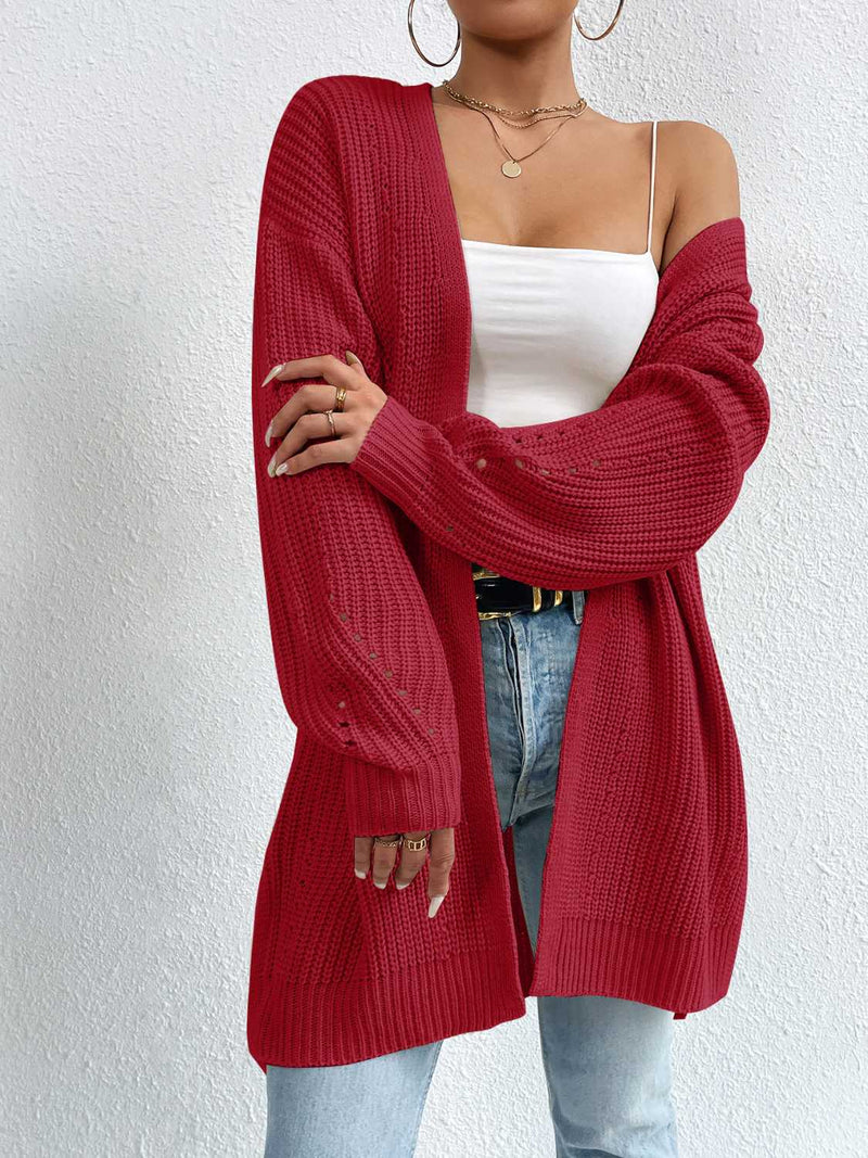 Cassian Open Front Dropped Shoulder Slit Cardigan - Deal of the day!