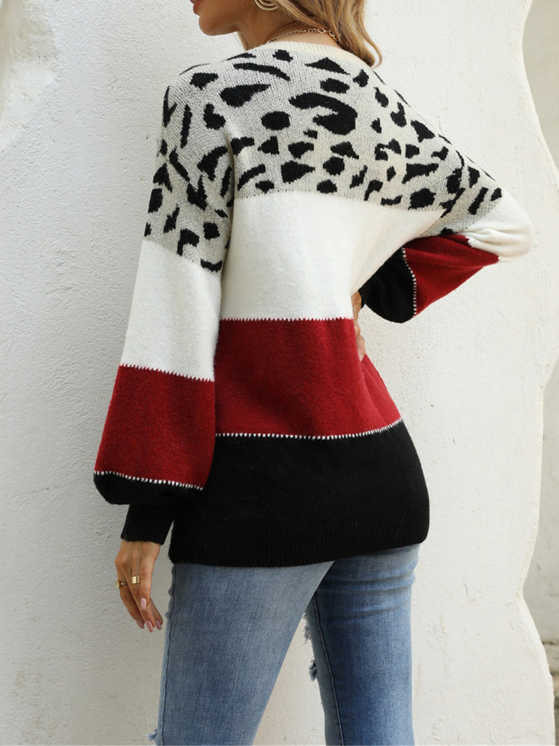 Isley Color Block Round Neck Sweater
