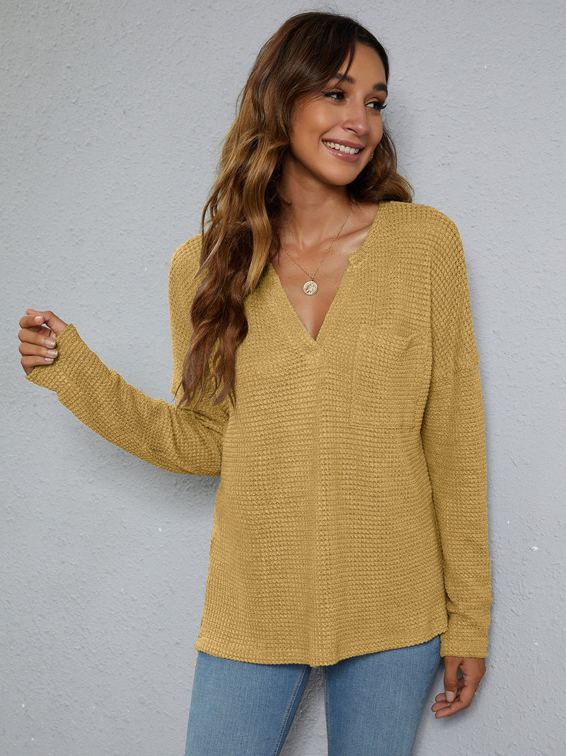 Maddie Dropped Shoulder High-Low Waffle-Knit Top- Deal of the Day!