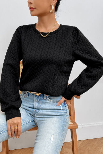 Banks Texture Round Neck Long Sleeve Sweatshirt -- Deal of the day!