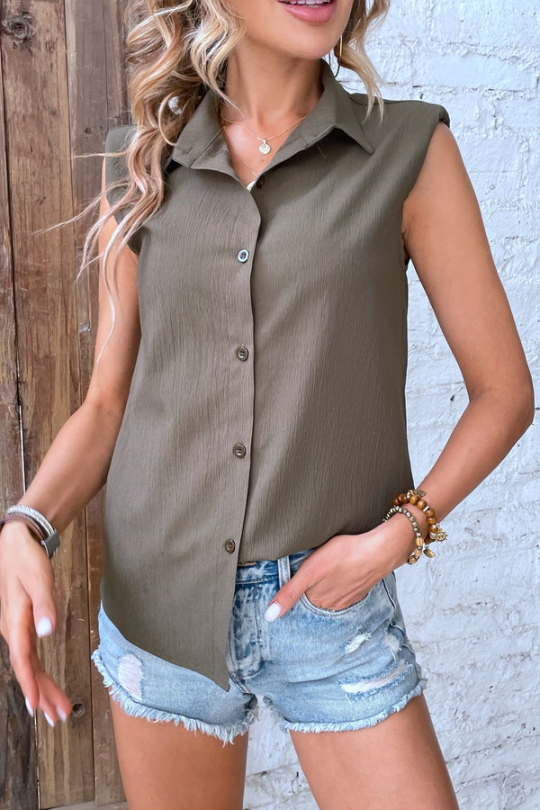 Collin Collared Neck Sleeveless Shirt- Deal of the Day!