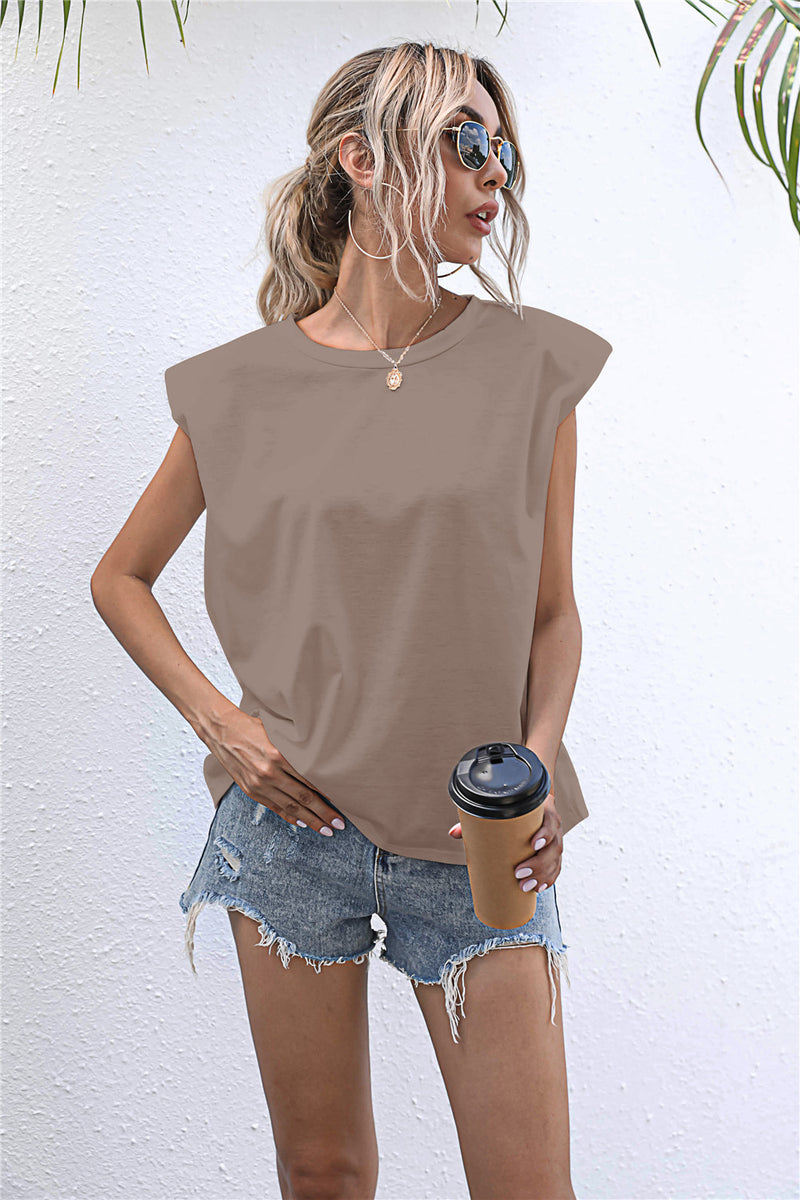 Deal of the Day Nancy Round Neck Cap Sleeve Tee