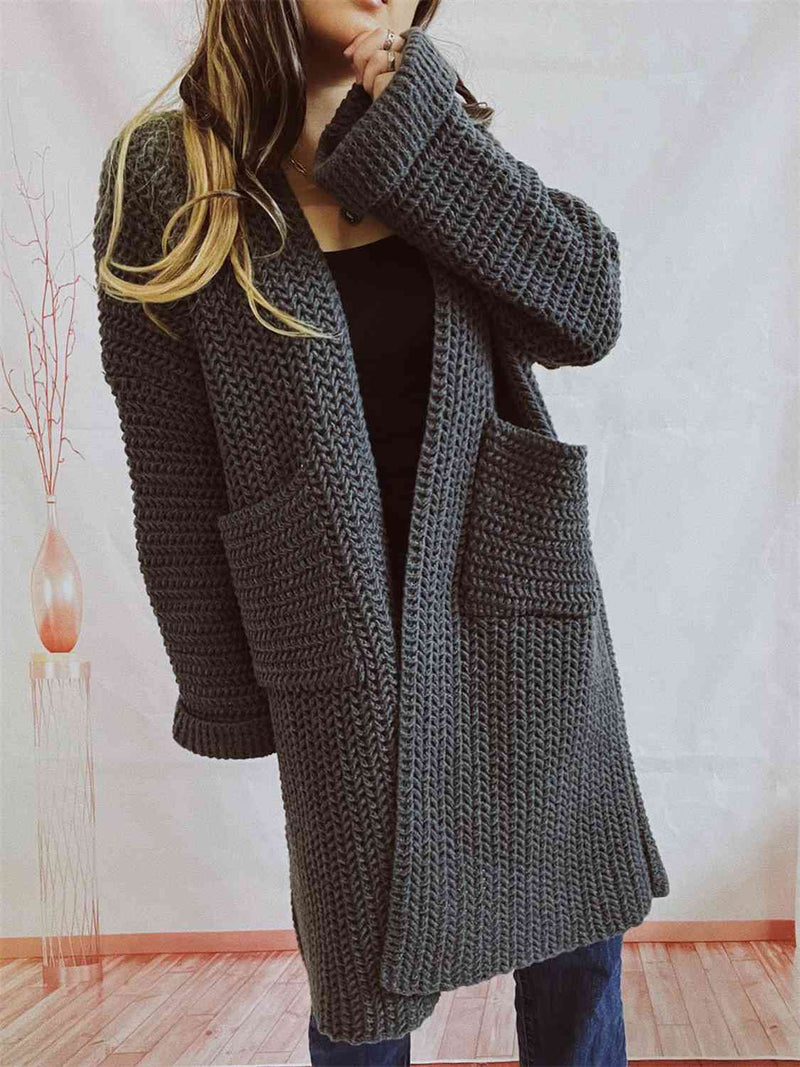 Lauryn Open Front Long Sleeve Cardigan with Pockets