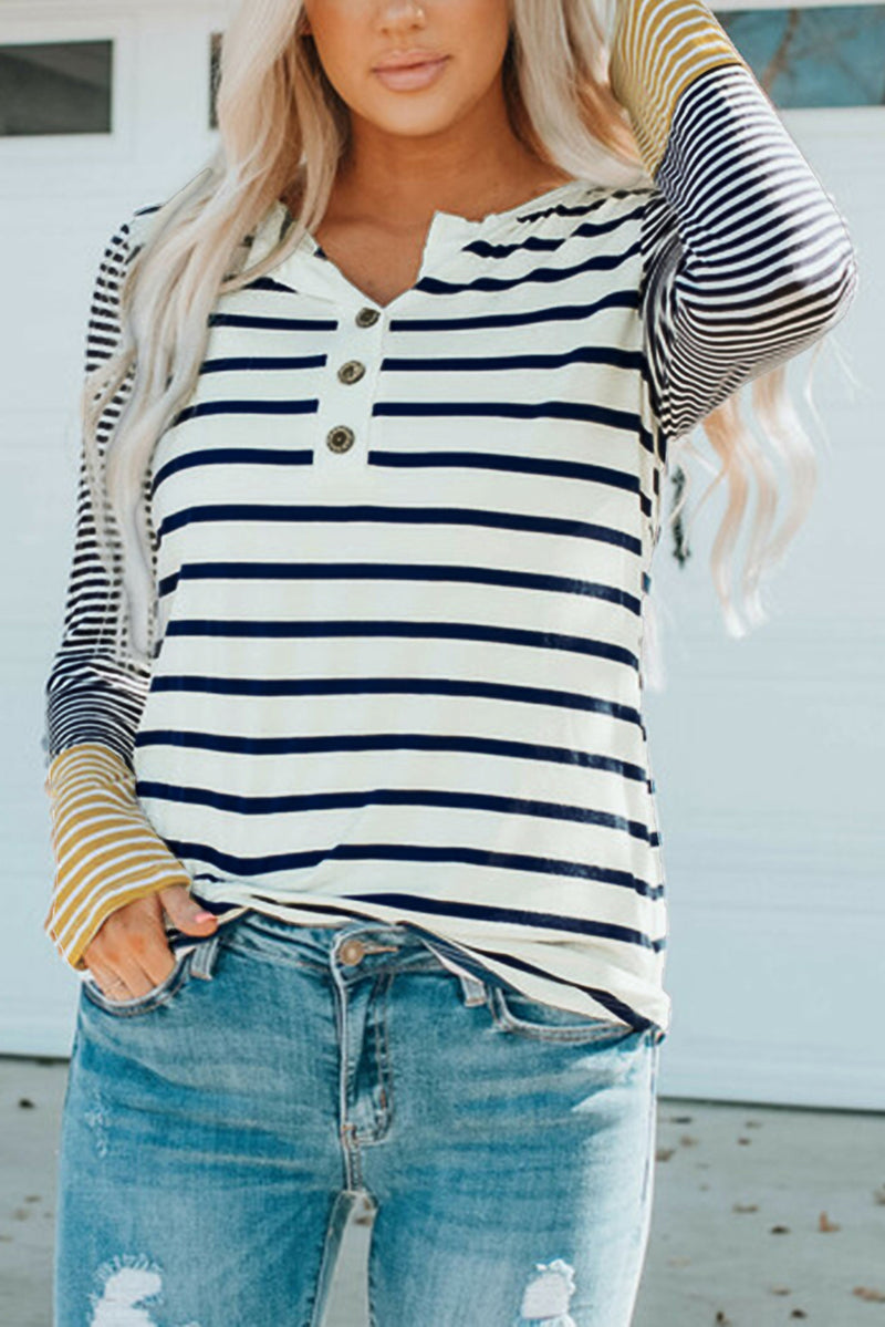 Sienna Striped Buttoned Long Sleeve Top