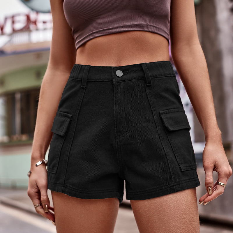 Laila High-Waist Denim Shorts with Pockets