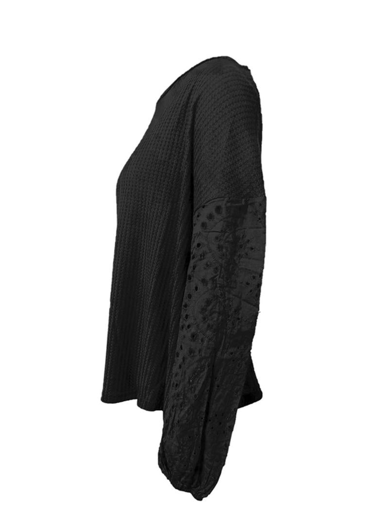 Korey Openwork Dropped Shoulder Boat Neck Blouse -- Deal of the day!
