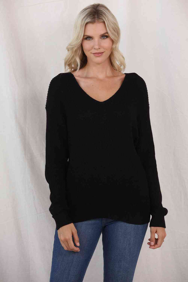 Lael V-Neck Long Sleeve Knit Top